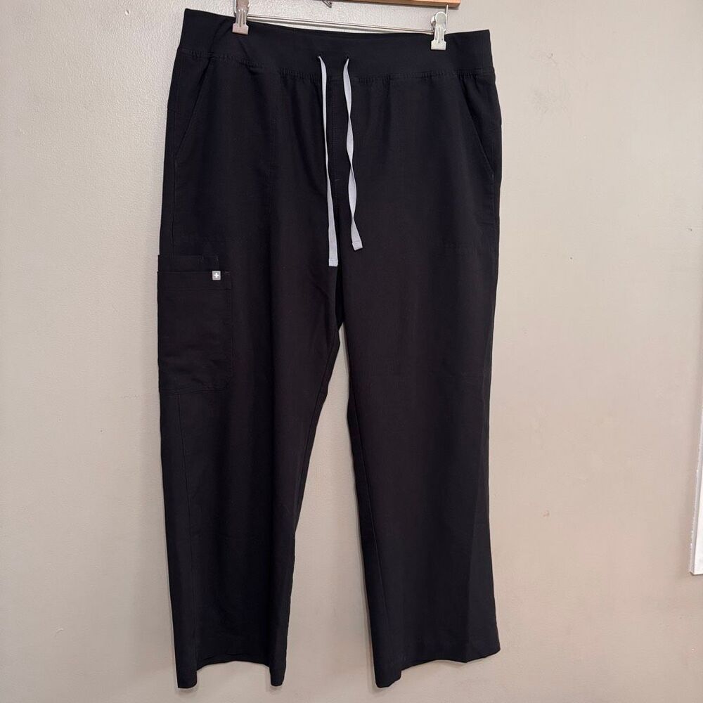 Figs Women's Isabel Black High-Rise Wide-Leg Scrub Pant size XXL